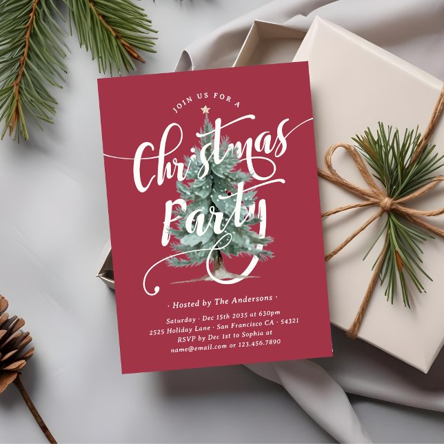 Convites Elegant Watercolor Christmas Tree Party (Criador carregado)