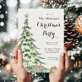 Convites Elegant Watercolor Christmas Tree Party 