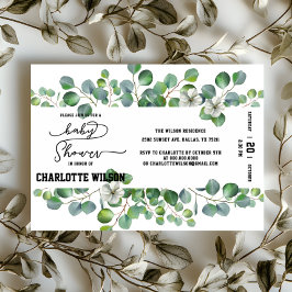 Convites Elegant Watercolor Eucalyptus Baby Shower
