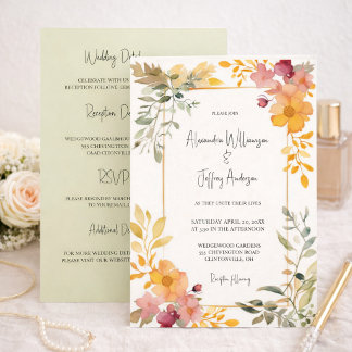 Convites Elegant Watercolor Floral Wedding Invitation