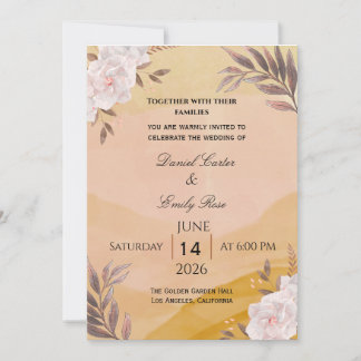 Convites Elegant Watercolor Floral Wedding Invitation in Wa