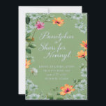 Convites Elegant Watercolor Green Wildflower<br><div class="desc">Set a sophisticated and natural tone for your special day with this elegant wildflower-themed wedding invitation. The design features a delicate border of hand-painted watercolor florals against a soft,  sage-green background.</div>