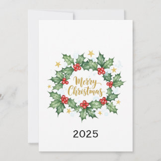 Convites Elegant Watercolor Holly Merry Christmas