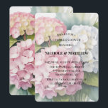 Convites Elegant Watercolor Hydrangea Couples Shower<br><div class="desc">This elegant wedding design features beautiful watercolor hydrangea blooms in soft shades of pink, blush, and delicate white, with a hint of blue, surrounded by lush green leaves. The romantic floral arrangement creates a timeless and sophisticated look that is perfect for wedding invitations, bridal shower stationery, rehearsal dinner invites, or...</div>