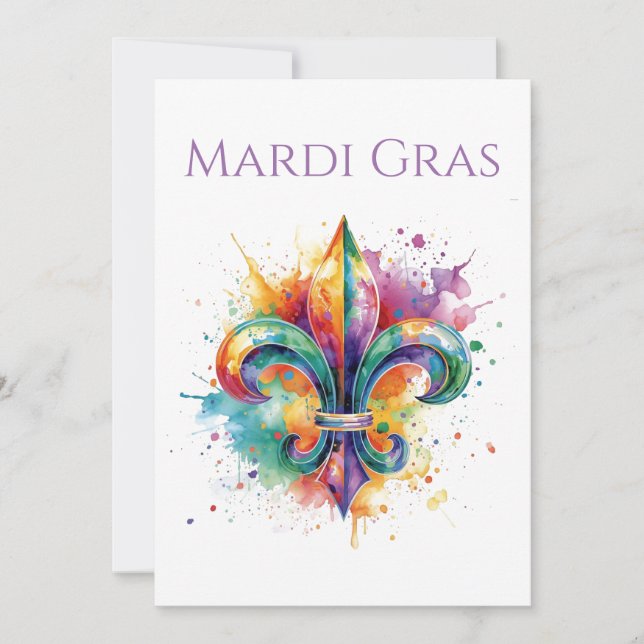 Convites Elegant Watercolor Mardi Gras  (Frente)
