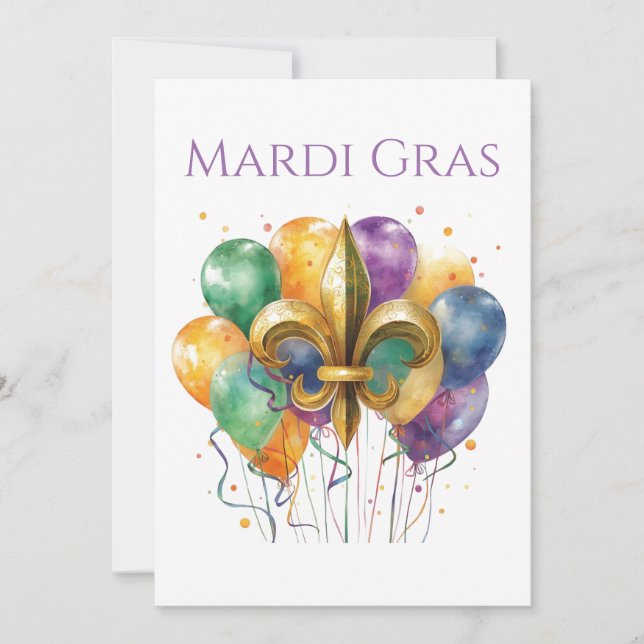 Convites Elegant Watercolor Mardi Gras  (Frente)