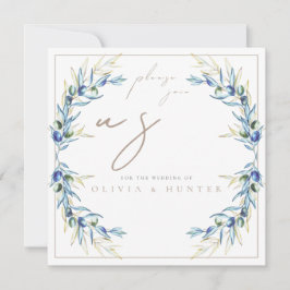 Convites Elegant Watercolor Olive Branch Wedding Invitation