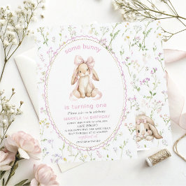 Convites Elegant  Watercolor One 1st Birthday some bunny Gi
