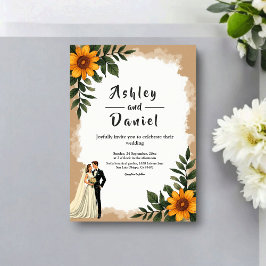 Convites Elegant Watercolor Sunflower Summer Floral Wedding