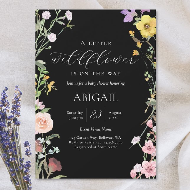 Convites Elegant Watercolor Wildflower Floral Baby Shower (Criador carregado)