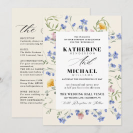 Convites Elegant Watercolor Wldflowers Meadow Details RSVP