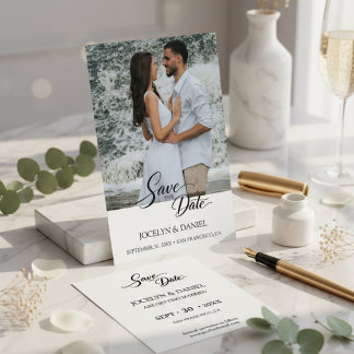 Convites Elegant Waterfall Photo Save the Date Card