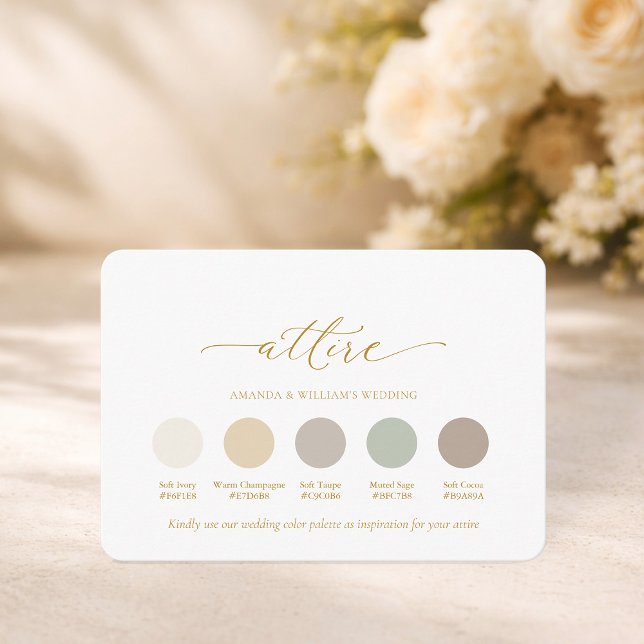 Convites Elegant Wedding Attire Color Palette Card (Criador carregado)