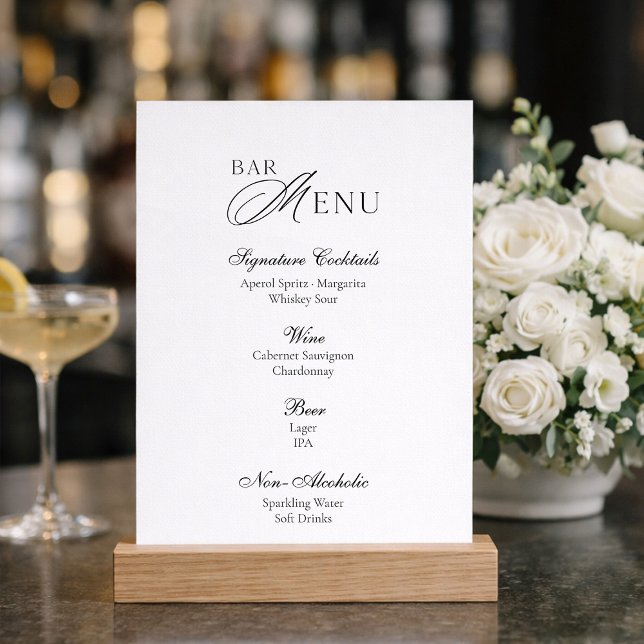 Convites Elegant Wedding Bar Menu Sign (Criador carregado)