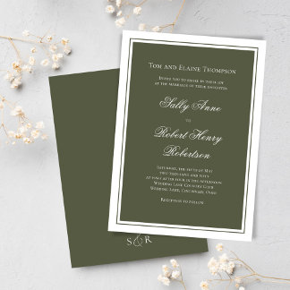 Convites Elegant Wedding Calligraphy Green Script
