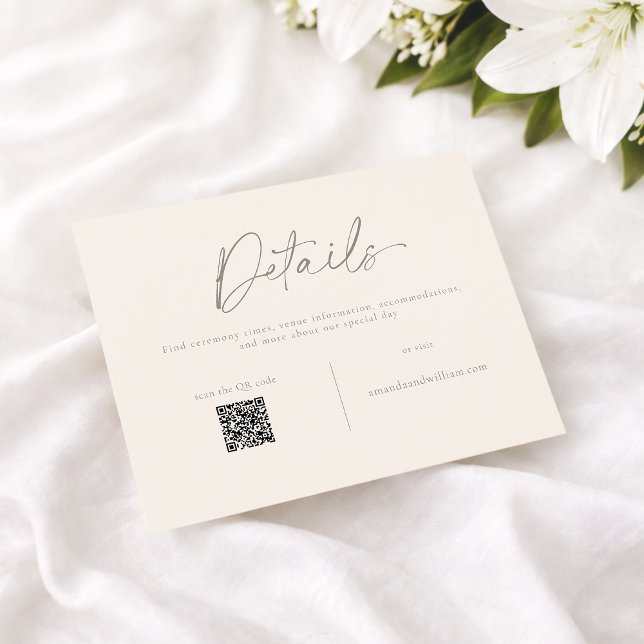 Convites Elegant Wedding Details Card with QR Code (Criador carregado)