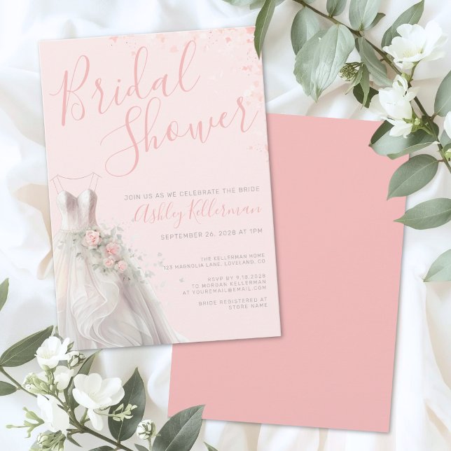 Convites Elegant Wedding Dress Bridal Shower (Elegant Wedding Dress Bridal Shower Invitation )