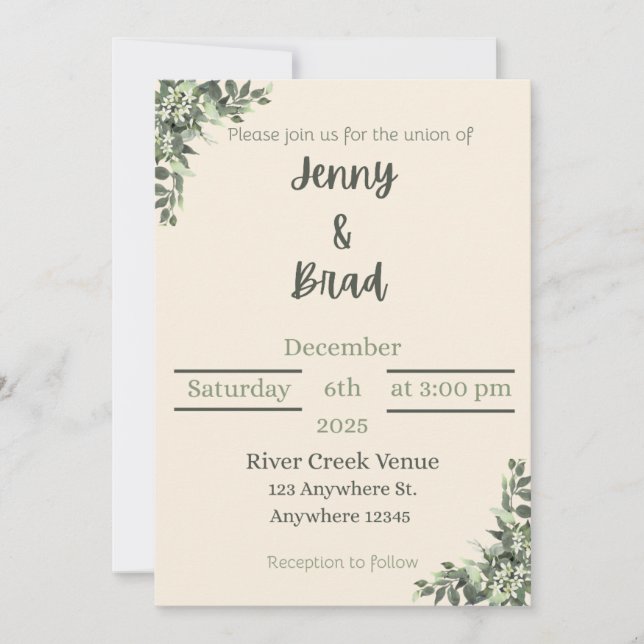 Convites Elegant wedding invitation  (Frente)