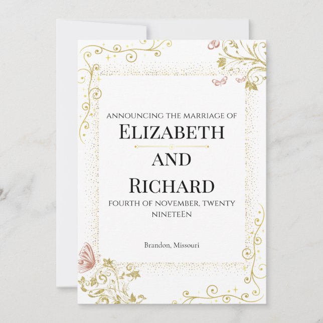 Convites Elegant Wedding Invitation (Frente)