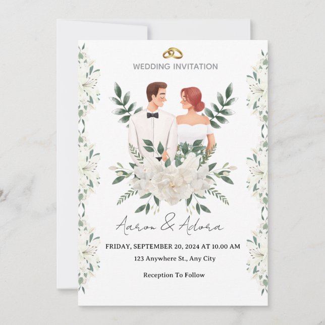 Convites Elegant Wedding Invitation – A Modern Touch for Yo (Frente)