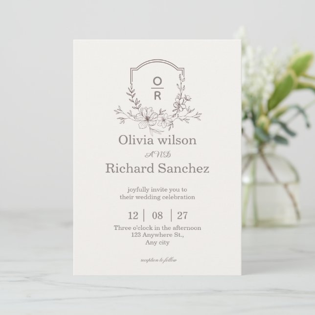 Convites Elegant Wedding Invitation Card (Em pé/Frente)