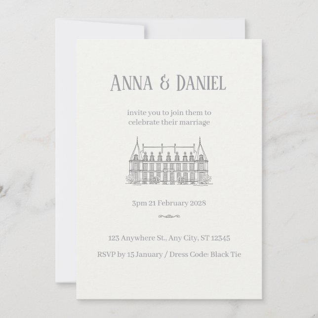 Convites Elegant Wedding Invitation Card  (Frente)