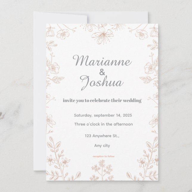 Convites Elegant Wedding Invitation Card  (Frente)