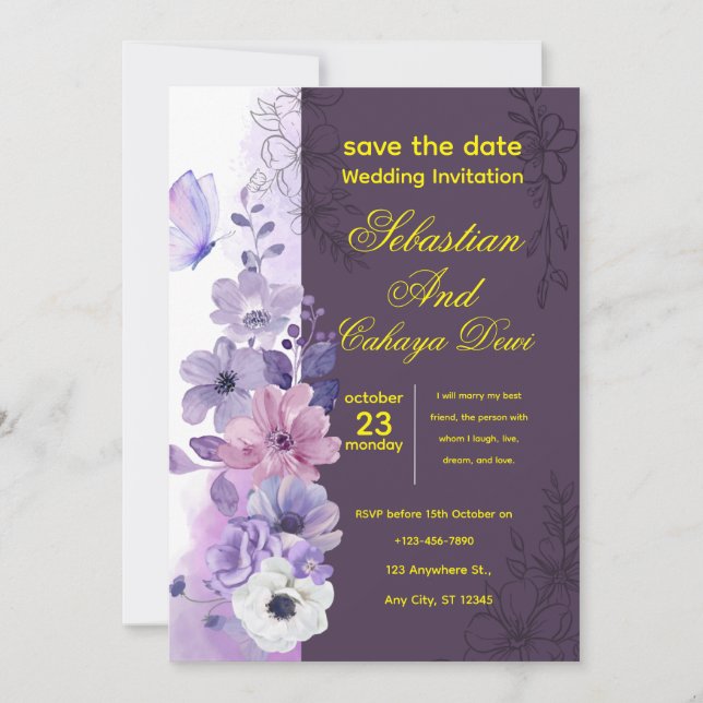 Convites Elegant Wedding Invitation – Classic & Romantic Ce (Frente)