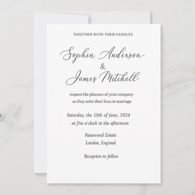 Convites Elegant Wedding Invitation Cover | Romantic Floral (Frente)