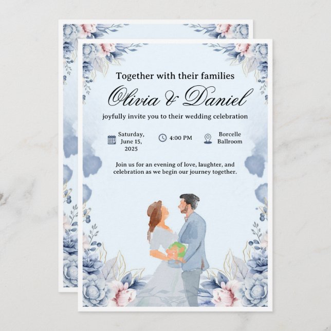 Convites Elegant Wedding Invitation – Customizable & Modern (Frente/Verso)