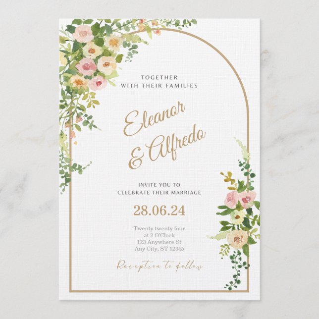 Convites Elegant Wedding Invitation | Modern Romantic  (Frente)