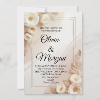 Convites Elegant Wedding Invitation Pampas Grass Flora
