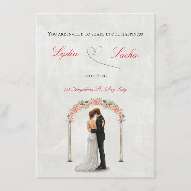 Convites Elegant Wedding Invitation Template (Frente)
