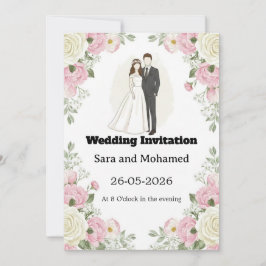 Convites Elegant Wedding Invitation with White Roses & Car