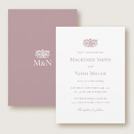 Convites Elegant Wedding Monogram Invitation Ornate Pink