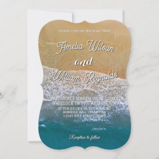 Convites Elegant Wedding Sea Waves Sand Beach