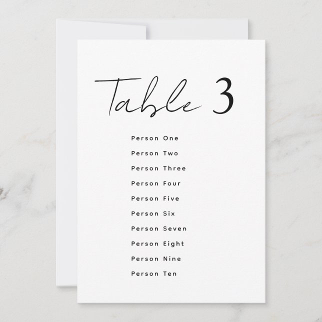 Convites Elegant Wedding Table Number Script Seating Chart (Frente)