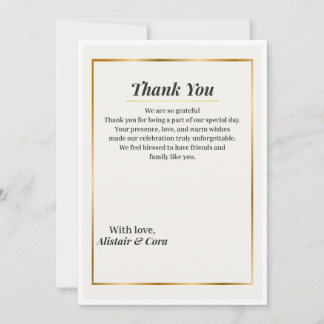 Convites Elegant Wedding Thank You Card | Minimal Classic 