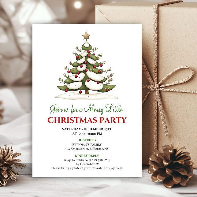 Convites Elegant whimsical Christmas tree dinner invitation (Elegant whimsical Christmas tree dinner invitation)