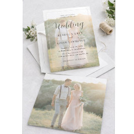 Convites Elegant White and Black Gold Border Photo Wedding