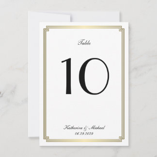 Convites Elegant White Art Deco Wedding Table Number