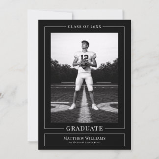 Convites Elegant White & Black Graduate Announcement