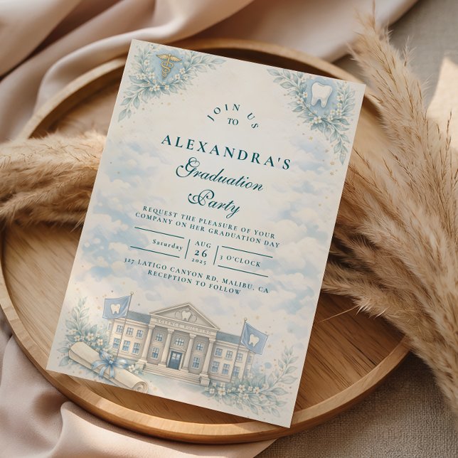 Convites Elegant White Coat Dentist Graduation Party (Criador carregado)