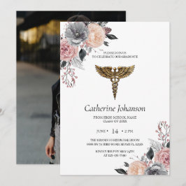 Convites Elegant White Floral Nursing Graduation Invitation