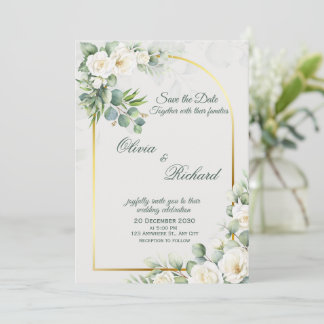 Convites Elegant White Floral Wedding Invitation 