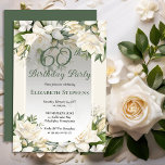 Convites Elegant White Gardenia Floral 60th Birthday Party<br><div class="desc">Celebrate a milestone birthday with timeless elegance. This sophisticated 60th birthday party invitation features a soft botanical frame of white gardenia and lily florals and delicate greenery surrounding a refined sage green background. The graceful oval frame and classic typography create a polished, upscale look perfect for a stylish birthday celebration....</div>