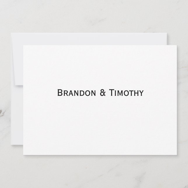 Convites Elegant White Gay Wedding RSVP Card (Verso)