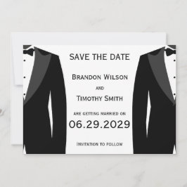 Convites Elegant White Gay Wedding Save The Date Cards