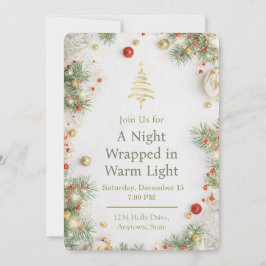 Convites Elegant White & Gold Christmas Party Invitation