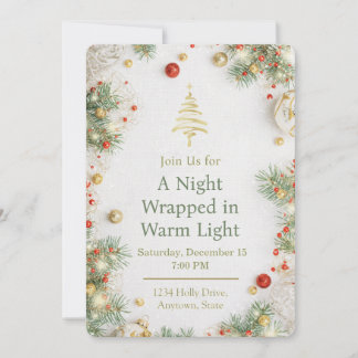 Convites Elegant White & Gold Christmas Party Invitation